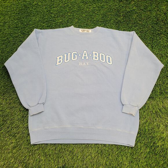 Vintage 90s Bug-A-Boo Sweatshirt Women Medium 23x26 Blue USA - Picture 1 of 13